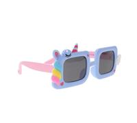 AKOOSY Gafas de Sol Diseño de Unicornio, Montura Cuadrada de Silicona Azul, Lentes Negras Resistentes a Rayos Uv, Ideales para Niñas y Fiestas Infantiles