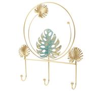 AKOOSY Ganchos de Pared de Hierro con 3 Ganchos y Hojas de Monstera Doradas, Perchero Decorativo para Entrada, Vestidor y Colgar Llaves, Bolsos y Abrigos, Organizador Funcional para