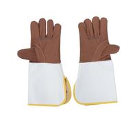 AKOOSY Guantes de Protección de Piel de Vaca y Lona Resistentes al Calor y Antideslizantes Aislamiento Térmico y Diseño de Cinco Dedos para Color Aleatorio para Barbacoa y Chimenea