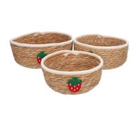 AKOOSY Juego, Cesta de Almacenamiento Redonda de Paja | Estilo Boho y Farmhouse, Acabado Natural Elegante, para Flores y Manualidades en Mesa o Café