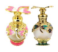 AKOOSY Juego de 2 Botellas de Perfume de 15ml Diseño Delicado y Material de Vidrio y Aleación para Decoración Elegante y Uso Conveniente Hogar