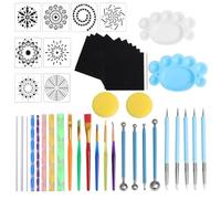 AKOOSY Juego de 47 Piezas para Puntear Mandalas Plantillas, Barras Acrílicas y Pinceles de Colores, Herramientas para Cerámica y Manualidades, Kit de Dibujo y Pintura para Artesanía