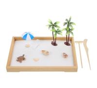 AKOOSY Juego de Bandeja de Arena Decorativa Escena de Playa Simulada para Decoración Familiar Materiales de Resina y Bambú Adecuado para Adornos de Mesa