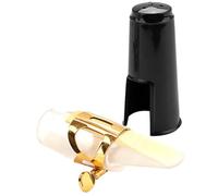 AKOOSY Kit de Accesorios para Saxofón Boquilla Transparente con Abrazadera Metálica y Tapa Plástica Ligadura Duradera y Ligera Compatible con Saxofones y Clarinetes