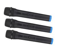 AKOOSY Micrófono de Juguete Falso Negro 3 Piezas, Micrófonos de Entrenamiento para Escenario, Accesorios de Imitación para Juego y Representaciones Teatrales, Ligero y Portátil