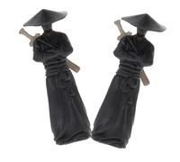 AKOOSY Mini Figuras De Ninjas De Resina para Decoración De Escritorio y Maceta, Set De 2 Piezas De 3 Cm Negras, Modelo Micro Paisaje para Oficina y Hogar, Adorno Artístico Coleccionable