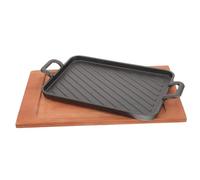 AKOOSY Parrilla Barbacoa de Hierro Grueso con Bandeja Rectangular y Doble Asa Sartén Grill para Camping Asar Carne Pescado y Verduras Resistente y Duradera para Fiestas y Familiar
