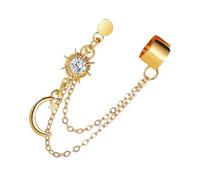 AKOOSY Pendientes Clip Oreja Mujer Cadenas Vintage Sol Dorados Aleación Seguros Salud Joyería Para Uso Diario Moda Casual