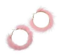 AKOOSY Pendientes Colgantes De Peluche Para Mujer, Aros Grandes Redondos, Color Rosa, Accesorio Casual Elegante, Para Fiestas y Uso Diario, Par Único