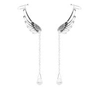 AKOOSY Pendientes de Alas de Ángel para Mujer Cristales y Cadena de Aleación Plata, Cómodos, Delicados y Perfectos para Diferentes Ocasiones