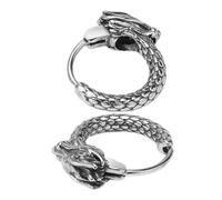 AKOOSY Pendientes De Aro Para Hombre Dragón Estilo Retro Étnico Metal Plateado Accesorios Unisex Uso Diario Diseño Vintage