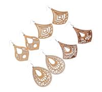 AKOOSY Pendientes de Madera Bohemios Colgantes Huecos, Ligeros y Seguros para Mujer, 8 Pares en Varios Tamaños, Joyería Étnica Africana para Uso Diario y Ocasiones Casuales