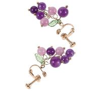 AKOOSY Pendientes de Uva de Cristal para Mujer Sin Perforar con Diseño Colgante de Fruta Morada Joyas de y Comodidad con Tornillo de Aretes Divertidos y Elegantes