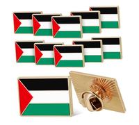 AKOOSY Pin De Palestina y Broche Metálico Cuadrado, Aleación Duradera, Para Solapa y Bufanda, Accesorio Unisex Para Ropa y Mochilas, Tamaño 2,5 x 1,8 Cm, Set De 12 Unidades