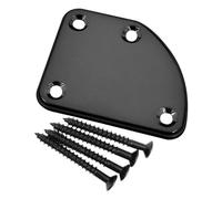 AKOOSY Placa de Control Negra, Diseño Inclinado de 4 Orificios | Metal Cromado Brillante, Refuerzo Trasero y Grosor Extra, Protege la Conexión del Mástil durante Actuaciones y Giras