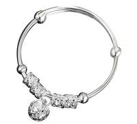 AKOOSY Pulsera De Cascabel Para Niños Brazalete De Campana De Cobre Chapado En Plata Elegante Joyería Infantil Obsequio Cumpleaños Uso Diario Tamaño Único