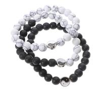 AKOOSY Pulsera de Cuentas Chinas y Pulsera de Buena Suerte Feng Shui, Kit Elástico de 3 Piezas en Color Claro y Negro, Joyería Ajustable para Hombres y Mujeres, Accesorio de Moda