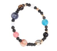 AKOOSY Pulsera de Piedra Natural Azul Diseño Planetario Nueve Planetas Tamaño Ajustable Estilo Unisex para Fiesta Graduación y Uso Diario Accesorio Cósmico Elegante