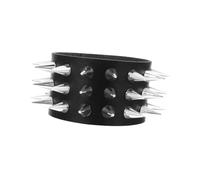 AKOOSY Pulsera de Remaches de Moda Punk, Correa de Muñeca Ajustable, Pulsera de Cuero Negra, Accesorio para Hombre, Decoración para Fiestas y Uso Diario, Diseño Creativo Tres de Púas