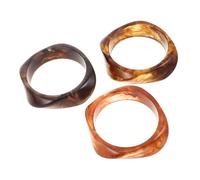 AKOOSY Pulseras de Resina Geométricas para Mujer Brazaletes Anchos Irregulares en 3 Piezas Ámbar Rojo Marrón Translúcido y Latte Diseño Vintage Bohemio Joyas Llamativas para Uso