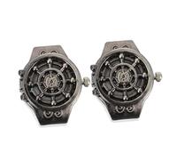 AKOOSY Reloj de Anillo Vintage Diseño de Timón, 2piezas de Aleación de Zinc, Resistente al Óxido y Elegante para Mujer