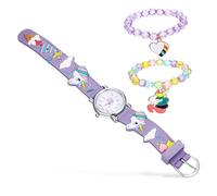 AKOOSY Reloj Infantil Unicornio con Pulseras Delicadas para Niñas Dial con Números de Preciso para Cumpleaños y Día del Incluye Reloj y Pulseras