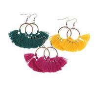 AKOOSY Set De 3 Pares Pendientes Bohemios Borlas, Bisutería Ligera Para Mujer, Estilo Étnico, Uso Diario y Ocasiones Obsequios, Colores Variados, Diseño Colgante y Llamativo