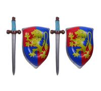 AKOOSY Set de 4 Piezas Espadas y Escudos Inflables para Juego de Disfraces Pirata y Medieval PVC Duradero Azul Adecuado para Fiestas Cosplay y Actividades Infantiles al Aire Libre