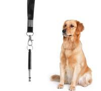 AKOOSY Silbato para Perros Ultrasónico Silencioso, Frecuencia Ajustable | Acero Inoxidable Negro, con Correa Incluida, Adiestramiento Canino, Uso para Perros, Refuerzo Positivo