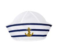 AKOOSY Sombrero Marinero Azul Blanco Rayas Unisex Adulto y Cómodo para Fiesta Náutica Cosplay y Accesorios de Barco