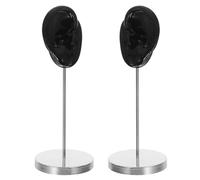 AKOOSY Soporte para Pendientes 2 Unidades Modelo Oreja Silicona Suave Base Metálica Negra Izquierda y Derecha Expositor para Joyería y Exhibición de Piercings