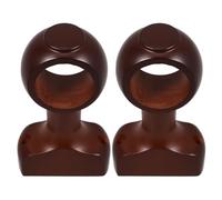 AKOOSY Soportes para Barra de Cortina Marrón Madera 35cm 2 Unidades Diseño de Cabezal Decorativo y Montaje en Pared para Dormitorio y Armario