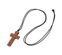 AKOOSY Wooden Cross Pendant Necklace Adjustable Cord Lightweight Religious Jewelry For Daily Casual And Formal Wear For Women Men