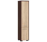 AKORD | Armario Alto de Baño | Cómoda de Baño | Fin 2P, 2 Puertas (Superior e Inferior) | A30 x H140 x F30 cm | 25 kg | Armario Colgante o para Montaje en Pared | Wengué | Roble Sonoma