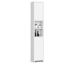 AKORD Armario alto de baño Uni 32 cm con 2 puertas | base práctica estantería | ideal para baños pequeños | ancho 32 x alto 180 x profundidad 28 cm | peso 25 kg