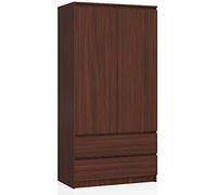 AKORD Armario de 2 puertas | Armadura dormitorio 2 cajones con estantes y barra | 90 x 180 x 51 cm | Panel laminado 16 mm | Armario sin armario dormitorio | Vestidor Almacenamiento Armario