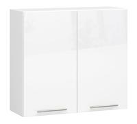 AKORD | Armario de cocina colgante Oliwia W80 | Mueble con 2 puertas y 2 estantes | Armario de almacenamiento | 80x30x72 cm | Blanco | Blanco brillante