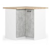 AKORD | Armario de cocina con encimera - Oliwia S90 | Mueble bajo con 2 puertas y 2 estantes | Armario de cocina bajo de 90 cm de ancho | 46x90x85 cm | Blanco | Hormigón