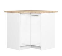 AKORD | Armario de cocina con encimera - Oliwia S90 | Mueble bajo con 2 puertas y 2 estantes | Armario de cocina bajo de 90 cm de ancho | 46x90x85 cm | Blanco | Blanco Brillante