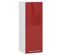 AKORD | Armario de Cocina de Pared - Oliwia W30 | 2 estantes y 1 Puerta de Armario de Cocina | Modular | Muebles de Cocina Base | Laminado de aglomerado | 30 x 30 x 72 cm | Blanco | Rojo Brillante