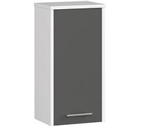 AKORD Armario de Pared de baño Fin W30 con 1 Puerta | Armario de Pared suspendido | Puerta con Montaje a la Derecha o a la Izquierda | 30 x 60 x 22,5 cm | Peso 18 kg | Blanco/Gris Grafito