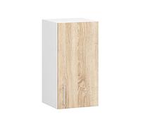 AKORD Armario de Pared de Cocina W30, Sistema Lima, Blanco, 30 cm, 1 Puerta, Roble Sonoma, Mate, 2 estantes, 30x30,5x58 cm