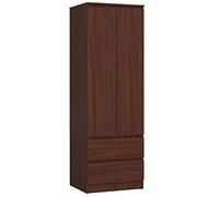 AKORD Armario Star S de dos puertas S 60 cm 2 cajones con estantes y barra para ropa para guardarropas dormitorio estilo minimalista tablero laminado 16 mm color wengué