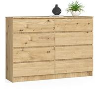 AKORD Cajonera K-140 con 8 cajones (2 x 4) para salón, dormitorio, armario, oficina, estudio, diseño funcional moderno, 138 x 99 x 40 cm, peso 72 kg