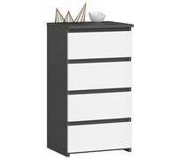 AKORD | Cajonero con 4 cajones | Cómoda Alta | Mueble Moderno para Sala de Estar, Comedor, Dormitorio, Entrada, baño | Armario Infantil | 35x40x74 cm | Gris Grafito & Blanco Frente