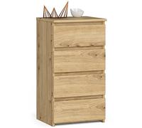 AKORD | Cajonero con 4 cajones | Cómoda Alta | Mueble Moderno para Sala de Estar, Comedor, Dormitorio, Entrada, baño | Armario Infantil | 35x40x74 cm | Roble Artisan