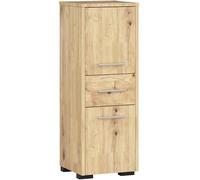 AKORD | Columna de baño Fin 85 | 30x85x30 cm, Peso 25 kg | 2 Puertas y 1 Cajón | Mueble de Pared | Armario Cerrado en el Suelo | También Adecuado como Armario Colgante | Roble Artesanal