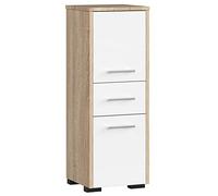 AKORD | Columna de baño Fin 85 | 30x85x30 cm, Peso 25 kg | 2 Puertas y 1 Cajón | Mueble de Pared | Armario Cerrado en el Suelo | También Adecuado como Armario Colgante | Roble Sonoma/Blanco