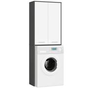 AKORD | Columna de Pared para empotrar Lavadora | Mueble Alto con 2 Puertas | Mueble contenedor de baño | CajoNero para Lavadora | 64x180x30 cm | Peso 30 kg | Gris Grafito/Blanco