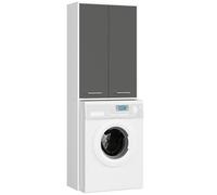 AKORD | Columna empotrada para Lavadora | Mueble Alto con 2 Puertas | Mueble contenedor de baño | CajoNero para Lavadora | 64x180x30 cm | Peso 30 kg | Blanco/Gris Grafito